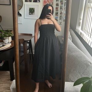 Tie Straps Cotton Midi Dress